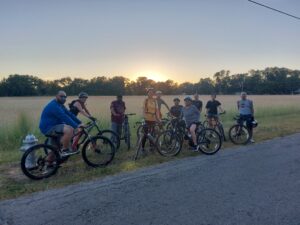 These riders take a break and pause for a picture during a recent ride. They will have a group ride Tuesday.